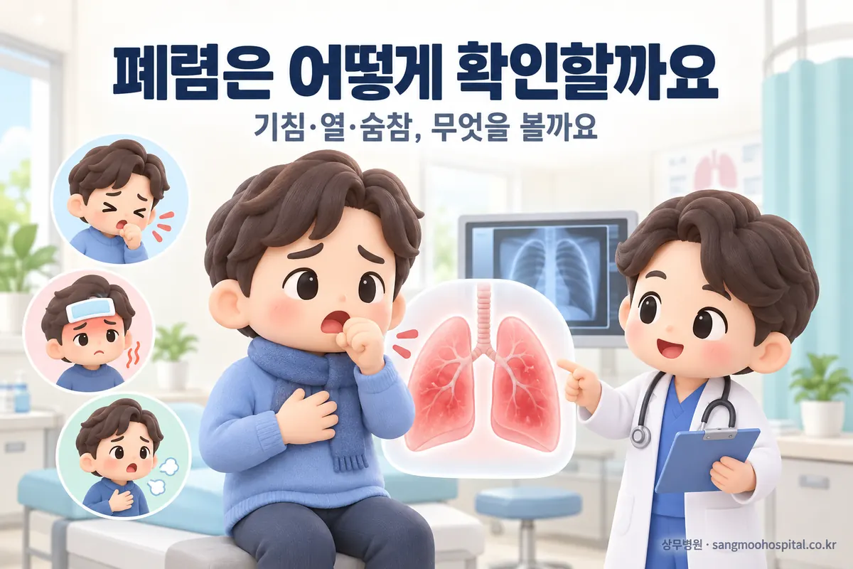 기침에 열과 숨참이 겹치면, 폐렴은 어떻게 확인할까요?
