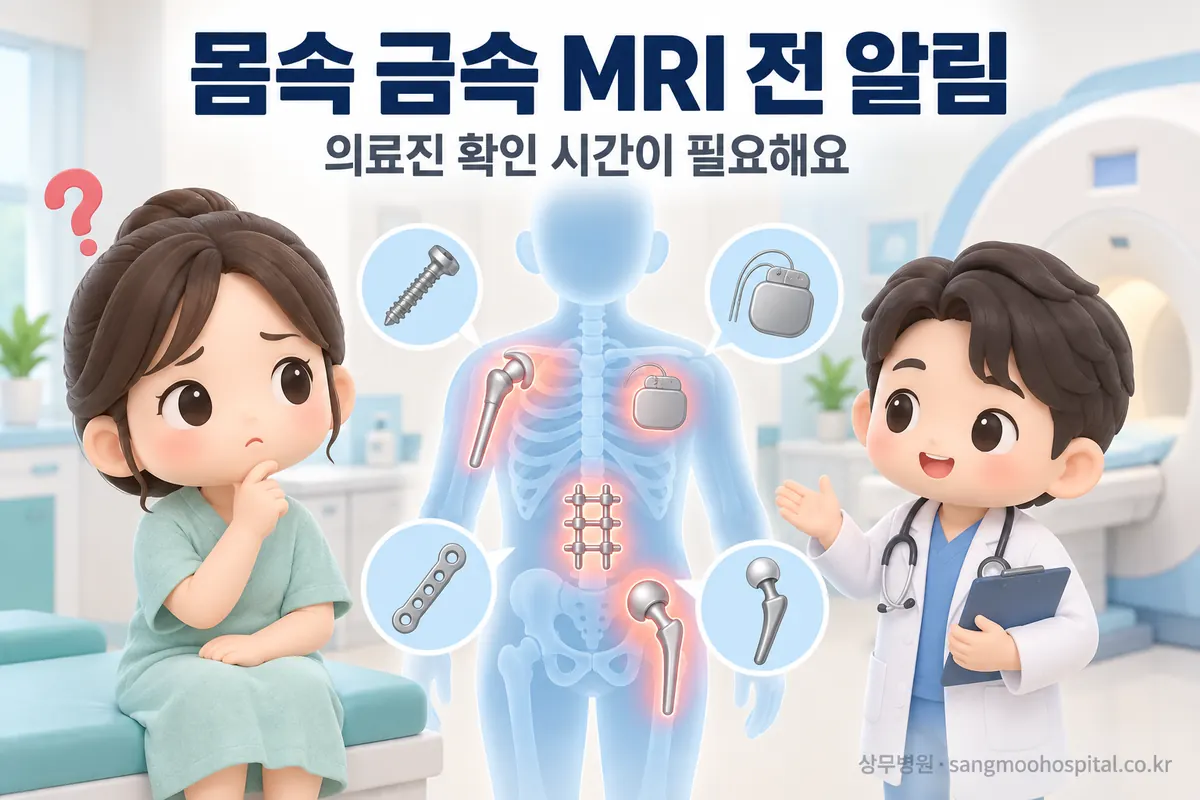 몸속에 금속이 있다면 MRI 검사 전 언제 알려야 하나요?