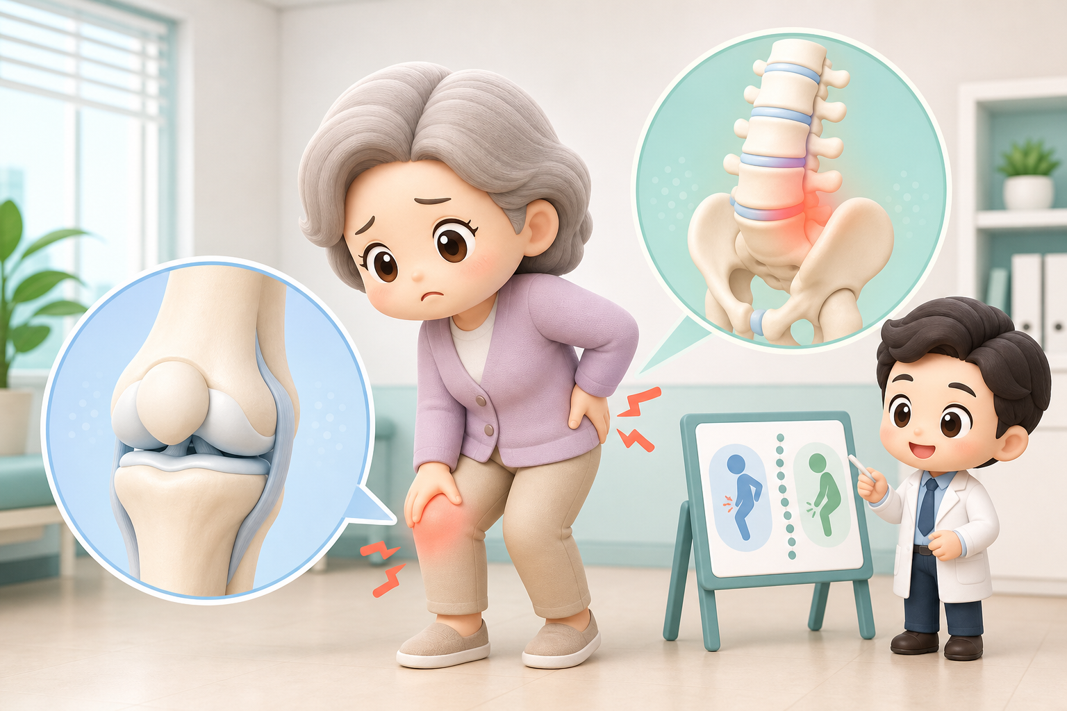 "무릎도 허리도 다 아파서 어느 병원부터 가야 할지 모르겠어요" 여러 곳 오가는 어르신, 원인부터 짚어 꼭 필요한 비수술 치료만 받는 법